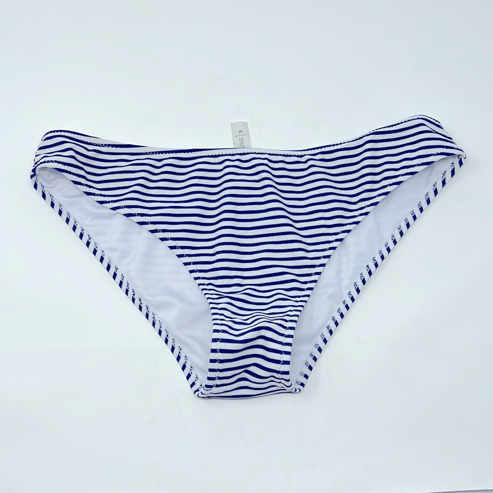 Cupshe Navy Blue & White Striped Bikini Swim Bottoms Size Medium